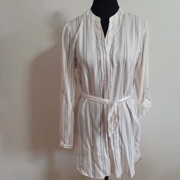 Chemisier / Tunique blanc, rose et noir rayé small Camber et Grace - Picture 2 of 10